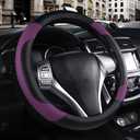 Leather Car Steering Wheel Cover, Non-Slip Car Wheel Cover Protector Breathable Microfiber Leather Universal Fit for Most Cars (Purple-2)
