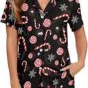 Christmas Pajamas for Women Set of 2 Pieces Button Down Pj Sets S-2XL Sleepwear Loungewear with Scrunchies