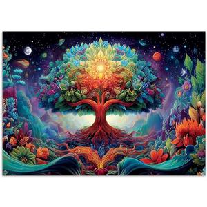 1000 Piece Puzzle for Adults, Tree of Life Psychedelic Jigsaw Puzzle, 27.6 x 19.7in 1000 Pieces Jigsaw Puzzles for Adults, Gift for Friends Family, Wall Art Home Decor