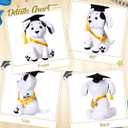 Zomiboo Graduation Dog Autograph Stuffed Animal 2026 Smooth Fabric Stuffed Toy with Congrats Grad Signature Dog Animal with Marking Pen Gold Tassels for Graduate Party Supplies(Black)