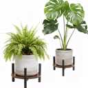 Vigordream Plant Stand Indoor, Heavy Duty Sturdy Metal Wooden Plant Holder Stool, Low Short Single Flower Pot Stand Decoration Racks for Home, Patio &Garden (Dark Brown, Large (2pack))