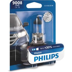 Philips Automotive Lighting 9008 Vision Upgrade Automotive Replacement Headlight Bulb with up to 30% More Vision, Fits Select High Beam, Low Beam, or Fog Positions (Pack of 1)