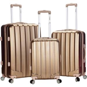 Rockland Santa Fe Hardside Spinner Wheel Luggage Set, Bronze, 3-Piece Set (20/24/28)