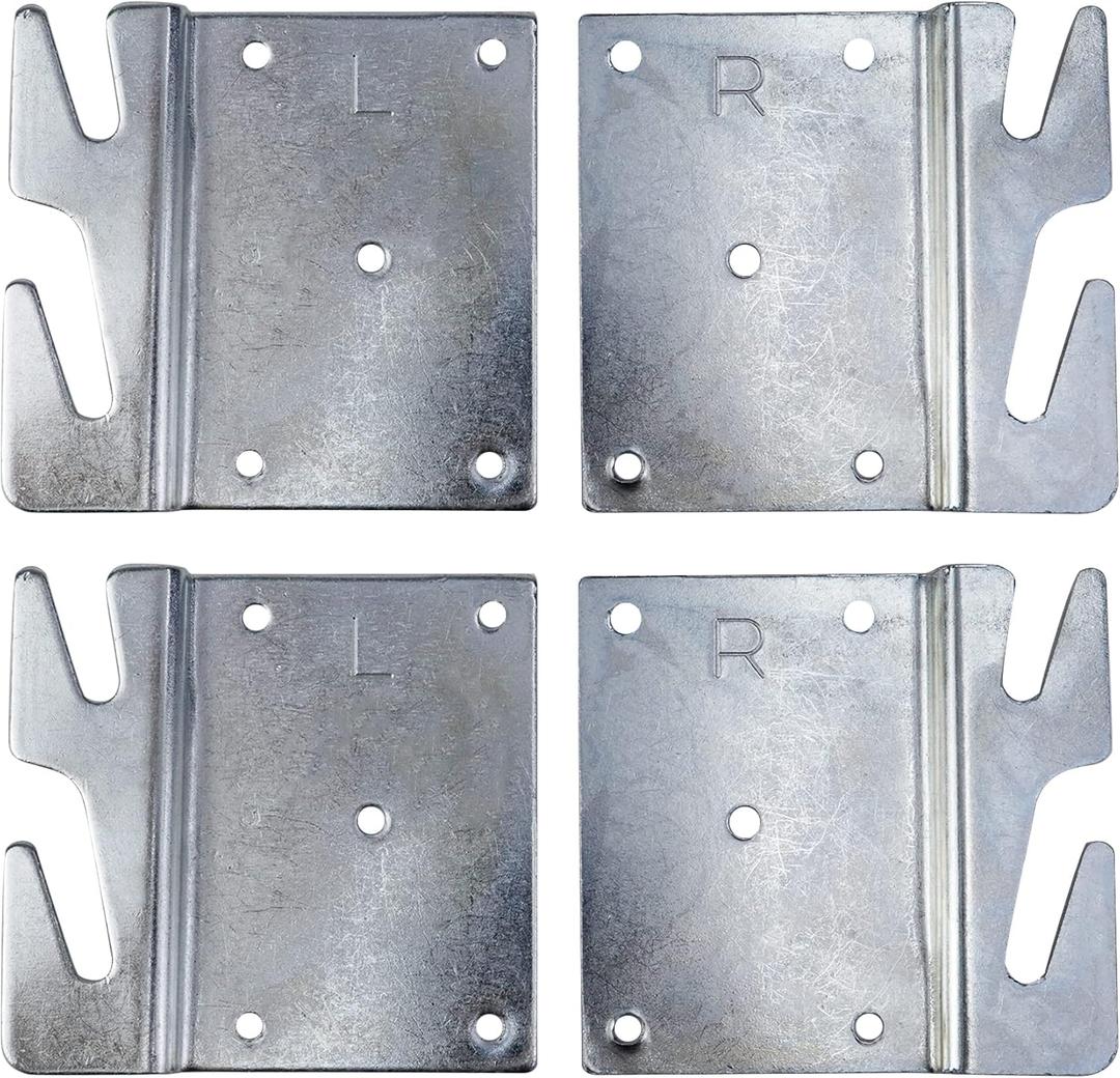 Mcredy Set of 4 Heavy Duty Universal Wood Bed Rail Hook Plates for Frame Bracket Headboard Footboard Replacement Parts, Screws Included