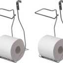 Chrome Over The Tank 2 Slots Toilet Tissue Paper Holder Organizer for Bathroom Storage, Set of 2