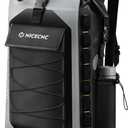 NICECNC Waterproof Motorcycle Backpack 40L, 500D PVC Multi-functional Motorcycle Rear Seat Bag Dry Bag Tail Bag Helmet Luggage Bag for Riding Camping Boating (Grey)