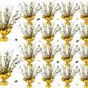 18 Pack 2026 Graduation Table Centerpiece Decoration Metallic Foil Spray Centerpiece Glitter Star Brust Table Topper Decoration for Graduation Birthday New Year Holiday Party Supplies (Black and Gold)