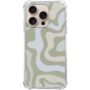 Matcha Green Aesthetic Liquid Swirl Case Compatible with iPhone 16 Pro, Modern Retro Abstract Color Art Case for iPhone 16 Pro, Cool TPU Bumper Phone Case Cover