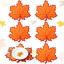 Yingzhao 6 Pcs Thanksgiving Fall Maple Leaf Placemats Harvest Autumn Orange Placemats Embroidered Washable Leaves Table Mats for Home Dining Holiday Thanksgiving Guest Table Decoration