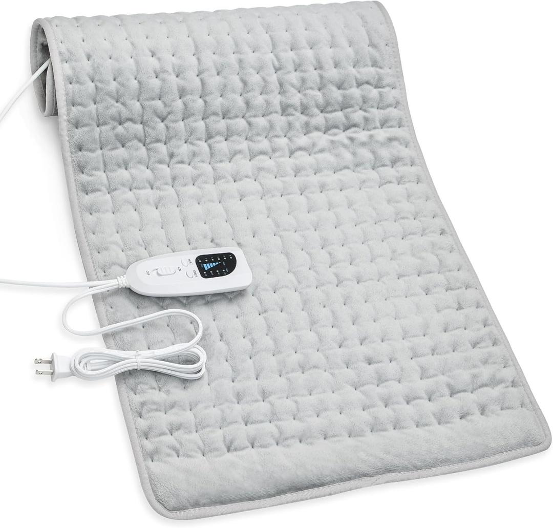Electric Heating Pads,Heating Pad for Back,Shoulder,Hot Pad for Neck and Arms,Abdomen,Moist Heated Pad for Legs and Knee,Auto Shut Off(Silver, 33''17'') (33" x 17")