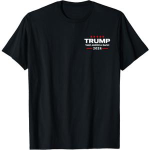 Western Trump Cowboy You Missed Trump 2024 USA Flag 2 Side T-Shirt (Small, Black)