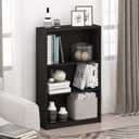 Furinno Jaya Book Shelf, 3-Tier Bookshelf, Bookcase with Adjustable Shelves, 9.5 x 24.5 x 40.3, for Organization and Storage, for Living Room, Bedroom, Home Office, Blackwood