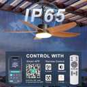 Outdoor Ceiling Fan with Lights, 42 Inch Plug in Gazebo Fans with Remote APP Control, Quiet DC Motor, Dimmable 3CCT, Waterproof Hanging Fans for Patios, Porch, Wood Color