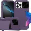 for iPhone 16 Pro Max Case with Card Holder and Slipable Camera Protector, Phone Case for iPhone 16 Pro Max, Military-Grade Drop Protection, with Hidden Cosmetic Mirror, (Galactic Violet)