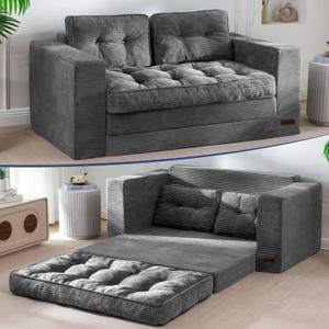  MAXYOYO Folding Sofa Bed, Convertible Sleeper Loveseat with Pillows, 59" Tri-fold Loveseat