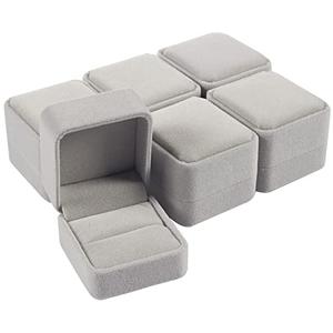 4 -Pack Ring Boxes for Jewelry Gifts - Individual Velvet Jewelry Boxes - Ring Gift Box Set for Proposal, Engagement, Wedding, and Presentation - Grey, 2.5 x 2.2 x 1.7 Inches