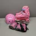 Roller Skates, Adjustable Roller Skates with Light up Wheels for Girls Boys Teens, Beginner & Advance | with Protective Gears and Carry Bag (M- Big Kids (2Y-5Y), Pink)