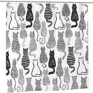 Taimeng Funny Cat Shower Curtain Cat Shower Curtain Waterproof Fabric Bathroom Decor Curtain with Hooks 30x36 inch
