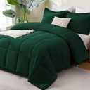 CozyLux King Size Comforter Set - 270GSM Emerald Green Bedding Sets for All Seasons Size, 3 Pieces Box Stitched Bed Set with 1 Down Alternative Comforter and 2 Pillow Shams, Soft, Lightweight, Durable