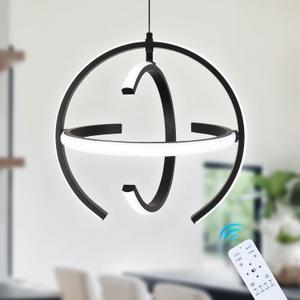 Black Modern LED Chandeliers, Dimmable Globe Pendant Lights Fixture, 13" Metal Adjustable Hanging Lamps are Suitable for Kitchen Island, Dining Room Bedroom Foyer Hallway Stairway