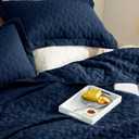Bedsure Oversized King Quilts - Lightweight Bedspreads Oversized King Size with Basket Weave Pattern, Soft Quilt Bedding Set, Navy Comforter Set Coverlet 2 Pillow Shams (120" x 120") | Skin-Friendly Soft, All-Season Comfort, Breathable, Lightweight, Machine Washable