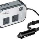 200W Car Power Inverter, FOVAL 12V DC to 110V AC Car Inverte with 4 USB Ports Car Outlet Adapter, Power Inverter for Vehicles, Car Plug Adapter Outlet for Laptop Computer Charger (Gray)