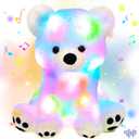 Hopearl LED Musical Stuffed Polar Bear Lighting Up Singing Plush Toy Adjustable Volume Lullaby Animated Soothe Birthday Festival for Kids Toddler Girls, White, 11''