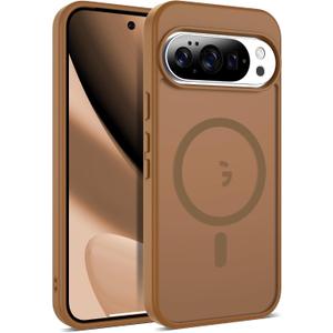 Compatible with Google Pixel 10 Case & Google Pixel 10 Pro Case with Magnetic [Compatible with Mag-Safe] Slim Translucent Matte Phone Cases with Anti-Fingerprint Tech, Brown