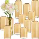 1 Pcs Glass Bud Vases Set, Small Flower Vase for Centerpieces, Small Vases for Flowers, Decor Centerpiece for Bathroom, Decorative Vases for House Warming (Amber)