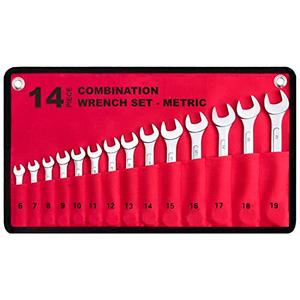 6 -Piece Essential Metric Combination Wrench Set in Roll-up Pouch, No Skipped Metric Sizes 6mm - 19mm | Best Value Wrench Set, Ideal for General Household, Garage, Workshop, Auto Repairs, Emergency