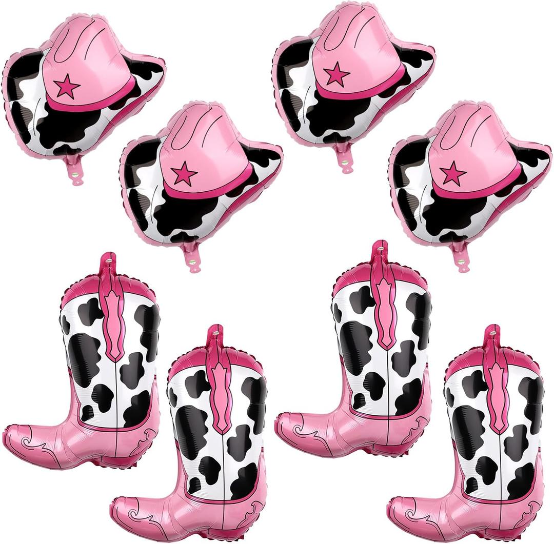 Western Themed Party Balloons - Cowboy & Cowgirl with Hat & Boot (8pcs)