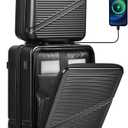 Carry On Luggage 22x14x9 Airline Approved, Hard Shell Spinner Suitcase with Front Laptop Pocket, USB Charging Port & TSA Lock, 20 Inch Rolling Luggage with Cosmetic Case, 2-Piece Set