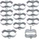 10 Pack Dog Kennel Clamps, 1-3/8" Chain Link Fence Panel Clamps, Galvanized Steel for Round Pipe Panel Frame for Temporary Dog Kennels, Chicken Coops, Metal Cage, Bolts & Nuts include