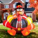 Joiedomi 6 FT Thanksgiving Inflatable Turkey Decorations, LED Light Up Turkey with Pilgrim Hat, Blow Up Decor for Thanksgiving Outdoor Decorations, Halloween Inflatable for Yard Garden