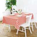Romanstile Rectangle Vinyl Tablecloth, 100% Waterproof Buffalo Gingham Plastic Table Cloth, Heavy Duty Wipeable Checkered Table Covers for Outdoor, Camping, Picnic, Patio - 54 x 78, Red and White
