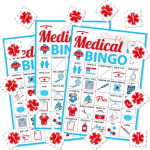 Cheereveal Nurse Graduation Party Games, Nurse Graduation Bingo Game with 12 Player Chips, 24 Medical Bingo Cards for Graduation Party Games 2026, Nursing Grad Party Activities Supplies