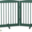 PUPETPO Freestanding Pet Gate for Dogs, Foldable Wooden Dog Gate for House, Stairs, Doorways, Step Over Pet Puppy Safety Fence,Support Feet Included,24" Height 2 Panels, Green