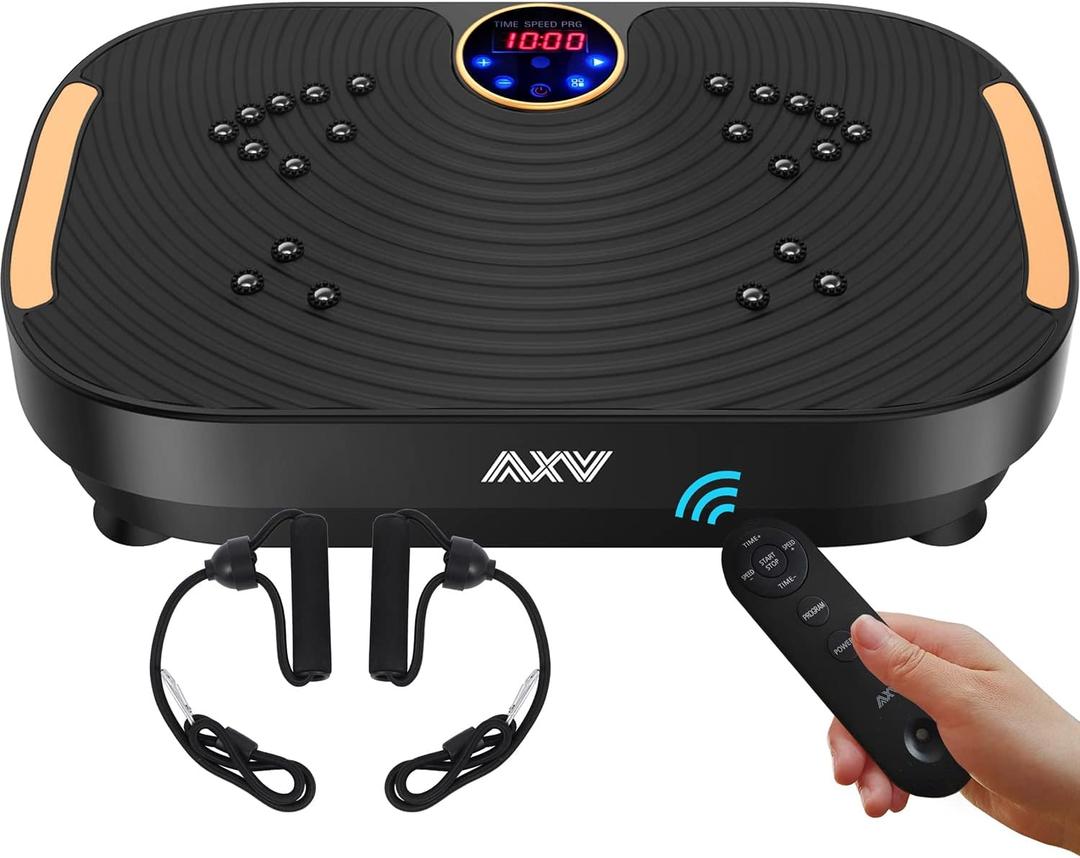 AXV Vibration Plate Exercise Machine Whole Body Workout Vibrate Fitness Platform Lymphatic Drainage Machine for Weight Loss Shaping Toning Wellness Home Gyms Workout (PLAT-BLACK)