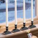 13.2" Window Candles Battery Operated with Remote, Timer, Dimmable, Flicker/Steady Mode, LED 5000K Cool White Christmas Candle Lights for Windows, Indoor Holiday Decor, 4 Pack, Black Holders