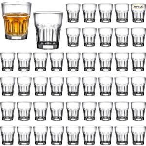 QAPPDA Shot glasses Set,1.6 OZ Mini Glass Cups Espresso Shot Glass Tequila Bar Glass,Clear Shooter Glass Bulk Set of 48,Small Glass Shot Cups with Heavy Base for Vodka,Liquor,Party,Birthday.