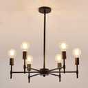 ASGYISA 6-Ceiling Light Black Sputnik Chandelier Metal Modern Semi Flush Mount Fixture Pendant Lights Industrial Farmhouse for Bedroom Kitchen Dining Room Living Room Laundry Room E26 Base
