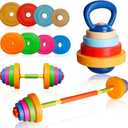 Kids Weight Set Adjustable Toddler Workout Toy Equipment Barbell Dumbbell Kettlebell for Pretend Play Exercise & Fitness Toy