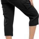 TBMPOY Womens Cargo Capris Lightweight Hiking Pants 6 Pockets Quick Dry Casual Outdoor Trip Loose Shorts Cropped Cotton (Black, L)