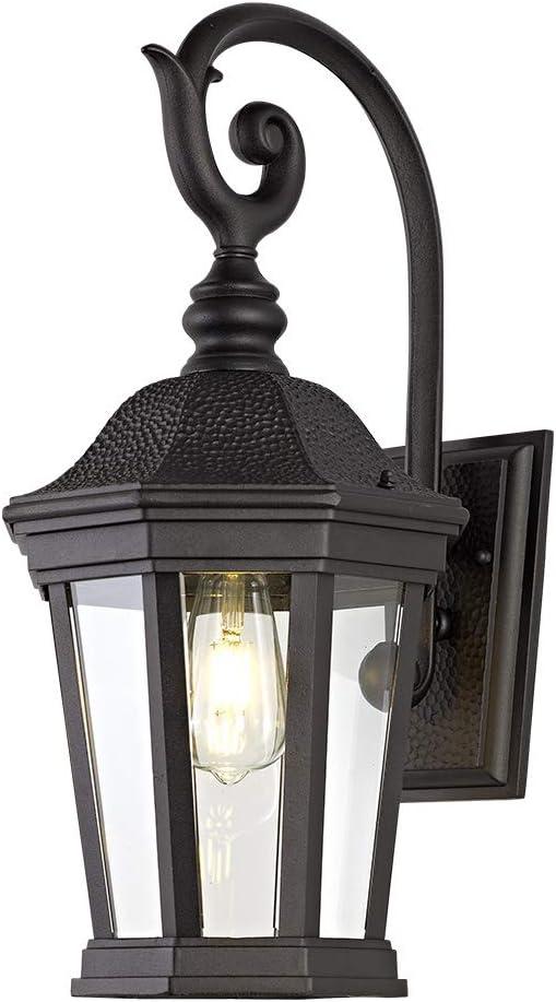 Exterior Light Fixtures, Outdoor Wall Light/Lantern, Large Outdoor Porch Light Fixtures Wall Mount in Matte Black Finish with Clear Glass, Aluminum Alloy, 60W
