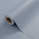 24"x394" Grey Blue Grasscloth Wallpaper Peel and Stick Faux Linen Textured Upgraded Thick Self-Adhesive Waterproof Neutral Contact Paper Seamless Vinyl Embossed Wallpaper