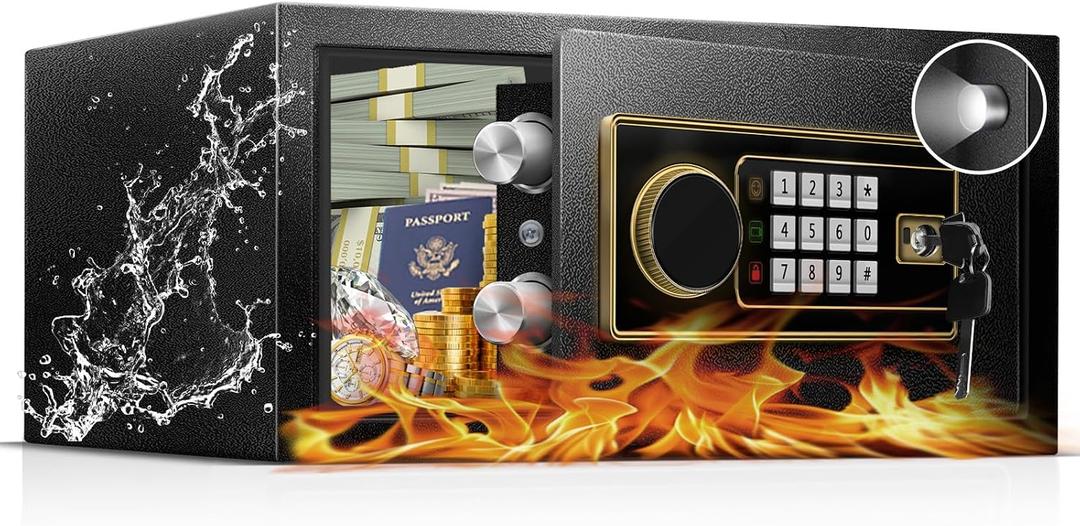 Safe Box for Home, Steel Lock Box for Office & Home Security, Digital Electronic Keypad, Alarm System & Removable Shelf, Cabinet Safe for Documents Money Jewelry Gun (1.2 Cu Ft)