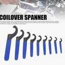 9Pcs Coilover Spanner Wrench Set, Steel Spanners Wrench Hook Tool, C Shape Shock Spanner Wrenches for Most Coil Over Coilover Suspension System and Shock Adjustment
