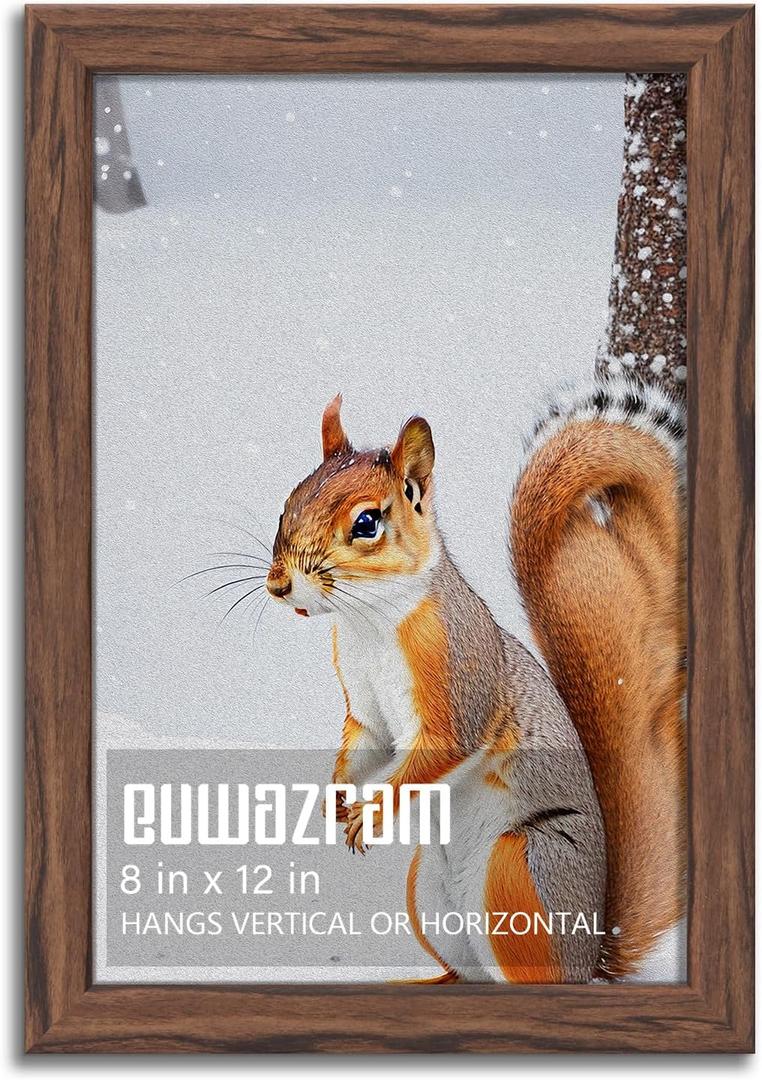 Rustic Walnut 8x12 Frame - Single Frame, 8 x 12 Poster Frame for Artwork, Puzzles, Photos and Movie Posters Picture Frames