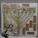 Large Modern Antique Gold Nine Branch Electric Chabad Style Hanukkah Menorah with Flame Shaped LED Bulbs