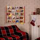 Pinkunn Lighted Christmas Photo Card Holder Display Decoration with 30 Clips 8 Christmas Ball 2 Light String 26 x 29 Inch Xmas Wall Hanging Picture Holders for Home Bedroom Pictures Organizer Decor